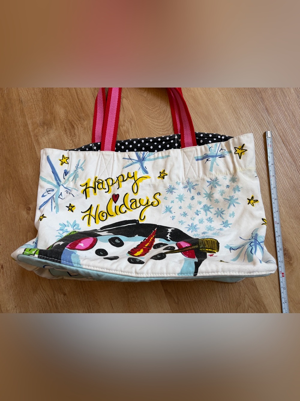 Brighton Large Tote Bag Snow Day Snowman Canvas Christmas Holidays - Picture 7 of 10